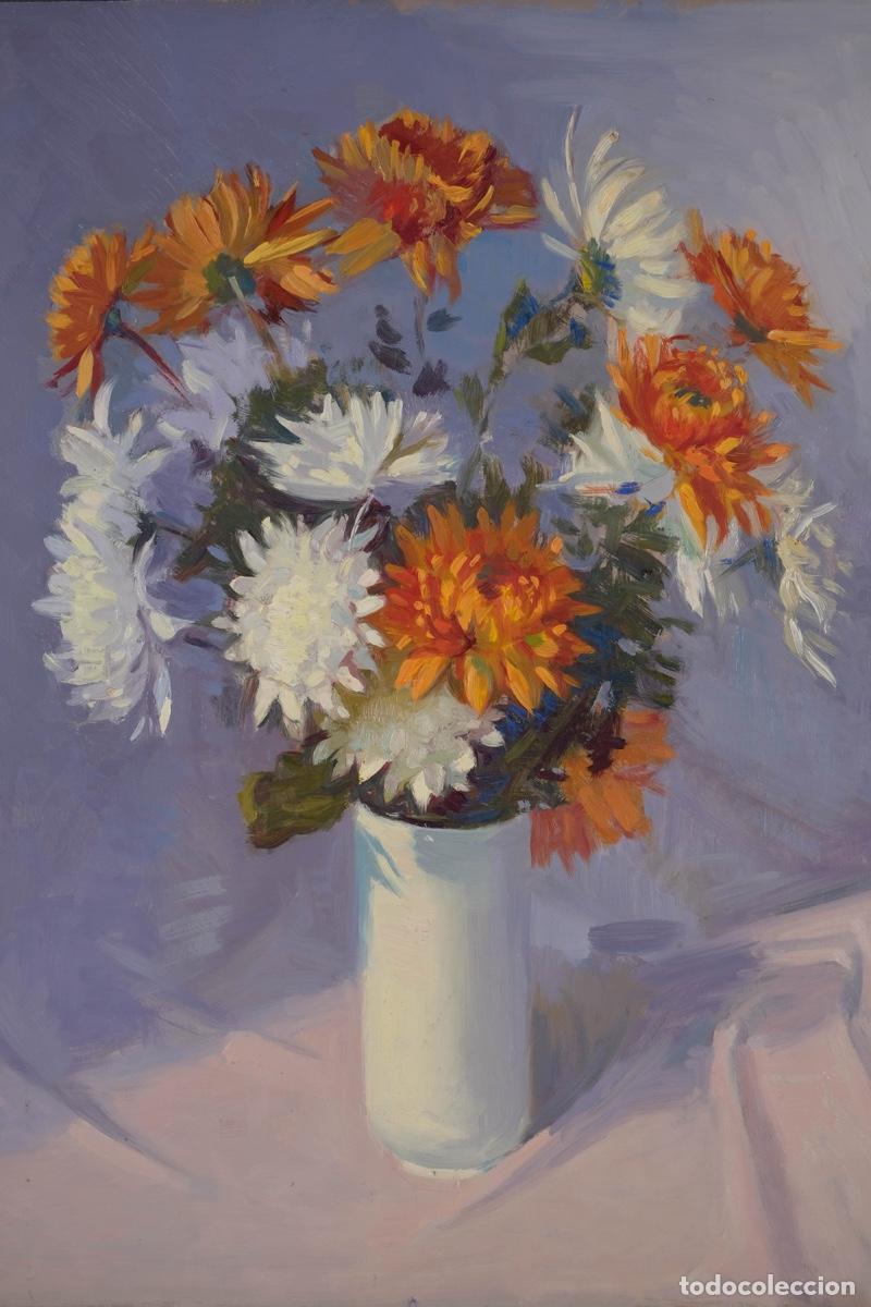 Arte: Ferran Andreu Planas &oacute;leo sobre t&aacute;blex Flores - Foto 1