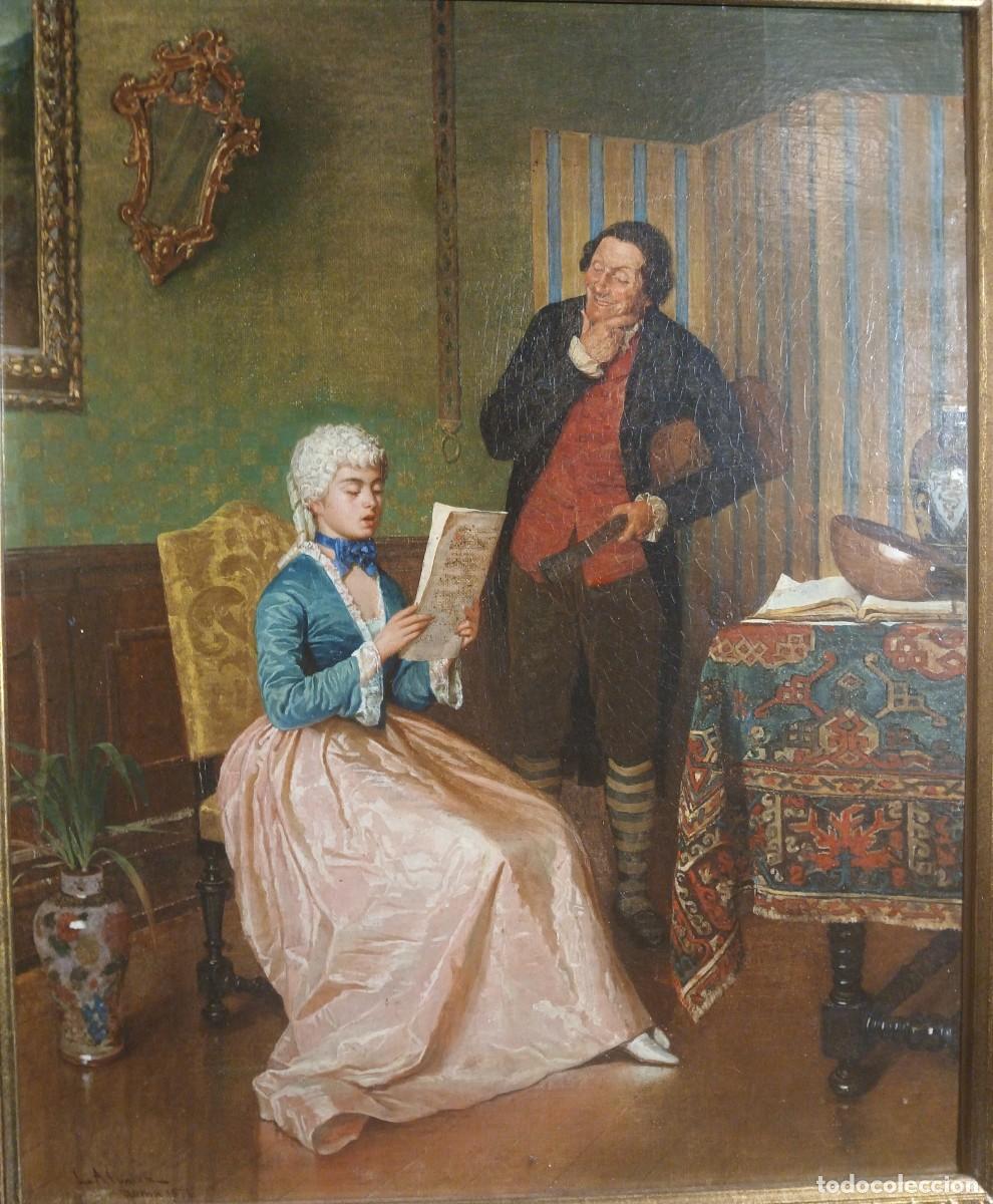 Arte: oleo/lienzo ,&rdquo;pareja en El salon&rdquo; - Foto 3