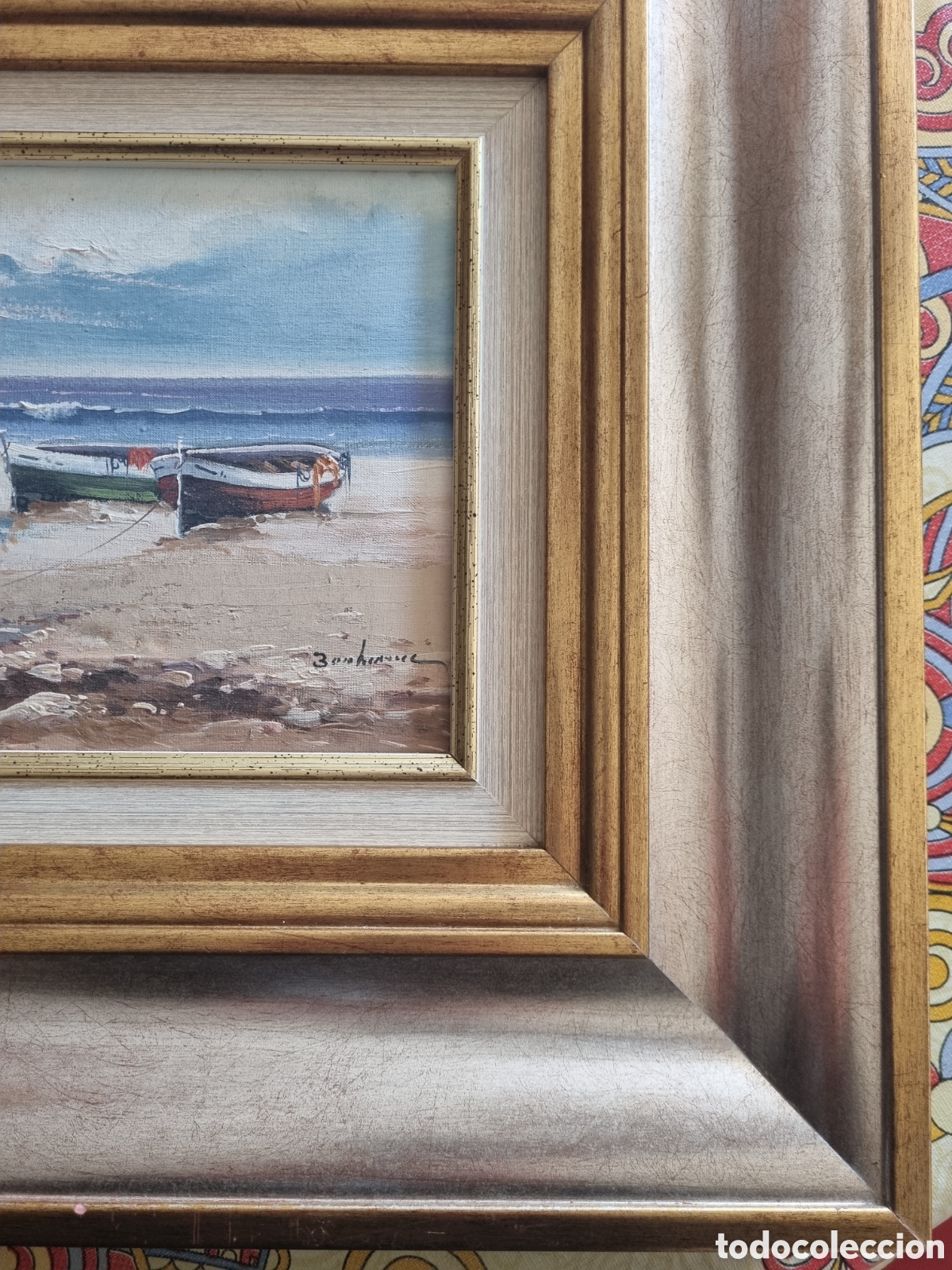 Arte: Marina sobre lienzo barcas - Foto 3