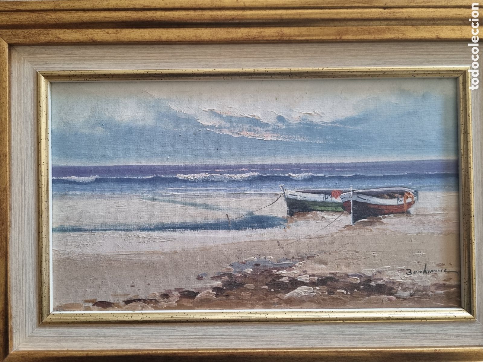 Arte: Marina sobre lienzo barcas - Foto 1