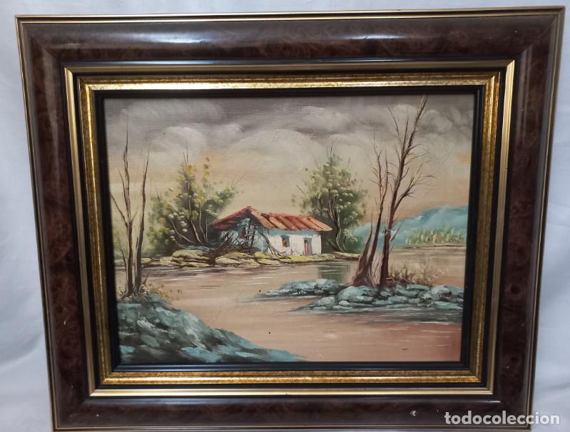 Arte: CUADRO, PINTURA A IDENTIFICAR, PAISAJE Y CASA