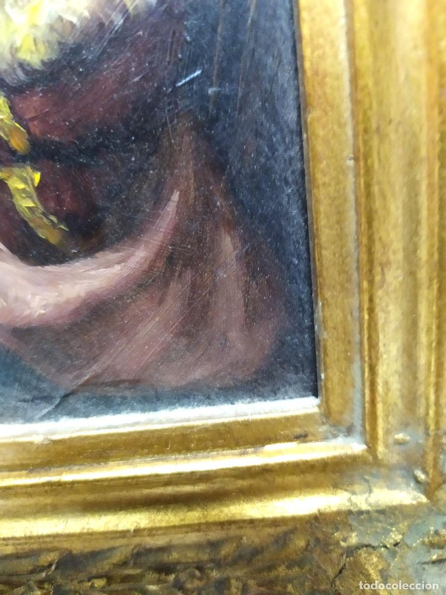 Arte: OLEO SOBRE COBRE DE MUJER HILANDO - Foto 7