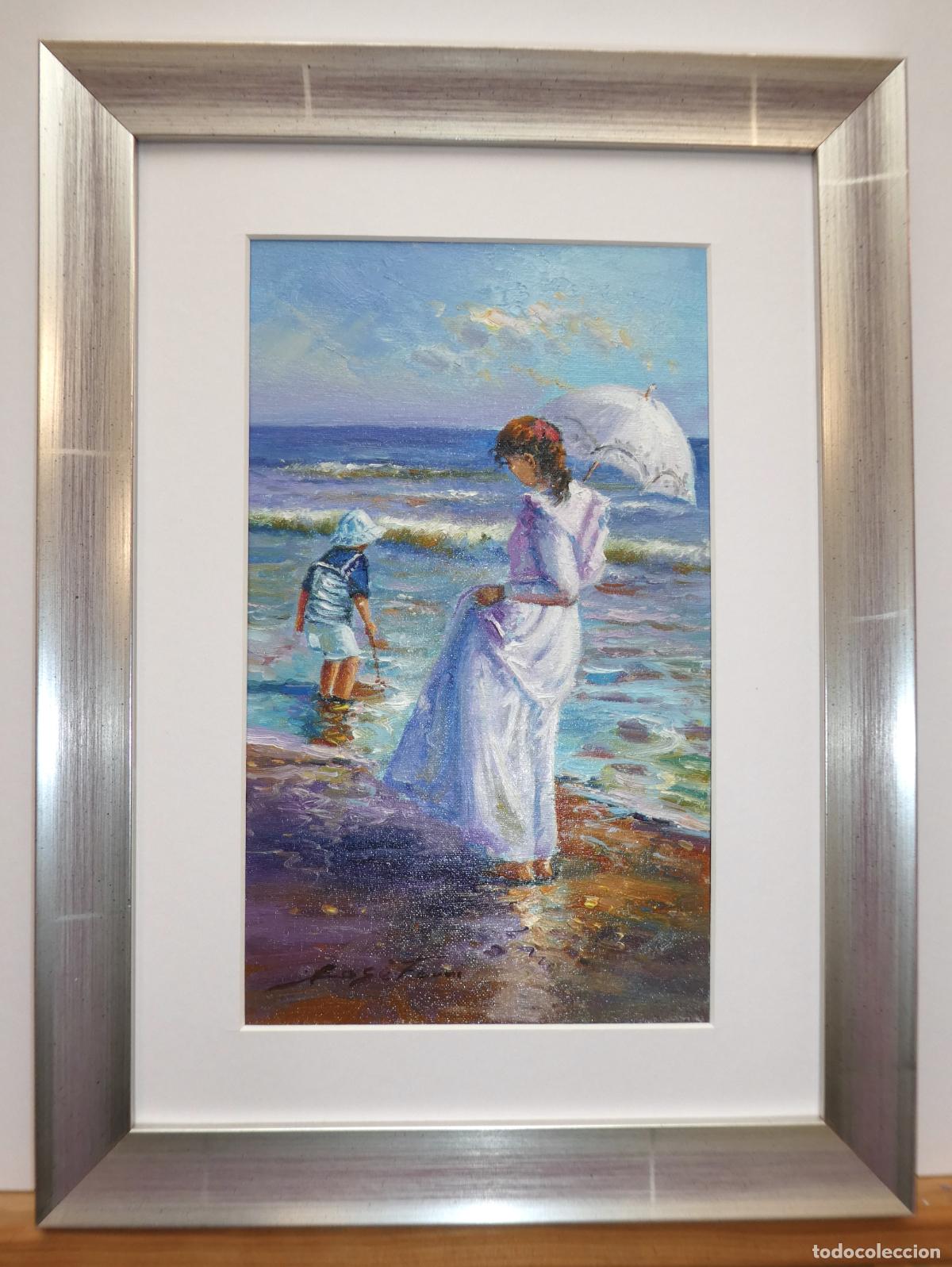 Arte: Bonito Oleo con marco del pintor alicantino Jos&eacute; Ferri, mide 27X16 cm y con el marco 39X29 cm