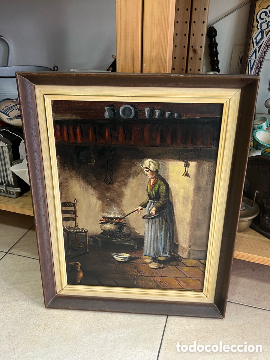 Arte: &Oacute;leo sobre tabla por identificar - Foto 1