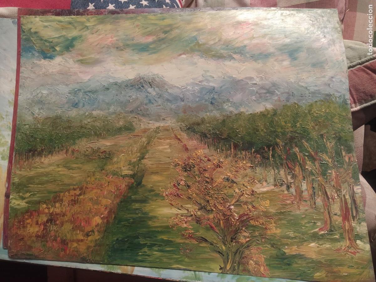 Arte: Mar&iacute;a Est&eacute;vez Alonso - Vigo..oleo a esp&aacute;tula - cartulina...65 x 50 cm. firmado..arte gallego in&eacute;dito