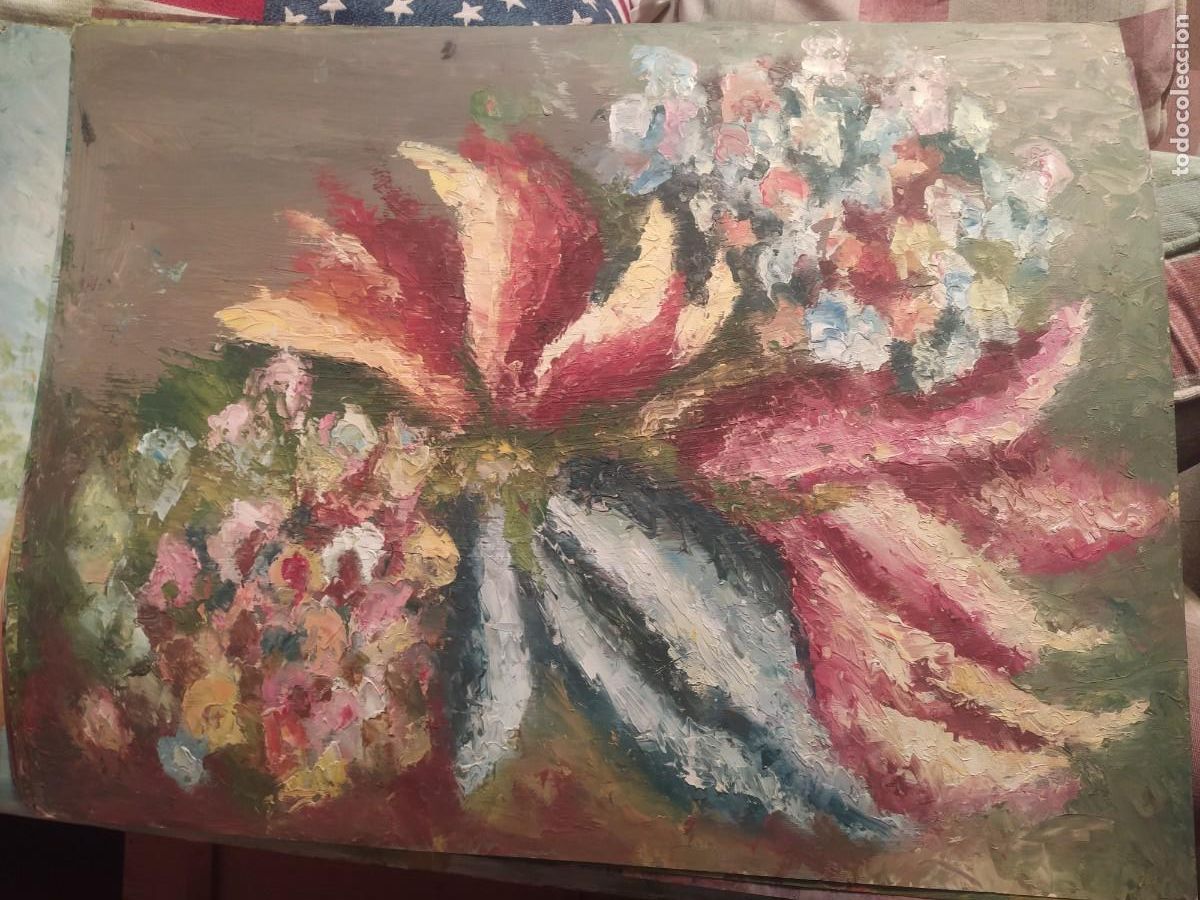 Arte: Mar&iacute;a Est&eacute;vez Alonso - Vigo..oleo a esp&aacute;tula - cartulina...65 x 50 cm. firmado..arte gallego in&eacute;dito
