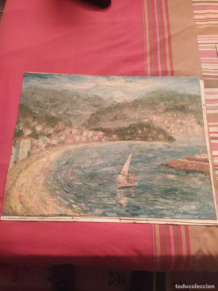 Arte: Mar&iacute;a Est&eacute;vez Alonso - Vigo..oleo a esp&aacute;tula - cartulina...65 x 50 cm. firmado..arte gallego in&eacute;dito