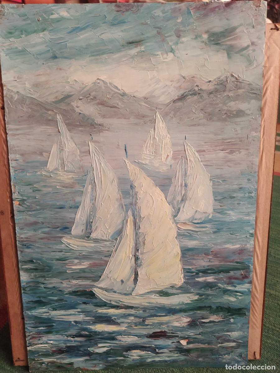Arte: Mar&iacute;a Est&eacute;vez Alonso - Vigo..oleo a esp&aacute;tula - cartulina.33 x 50 cm. firmado..arte gallego in&eacute;dito.