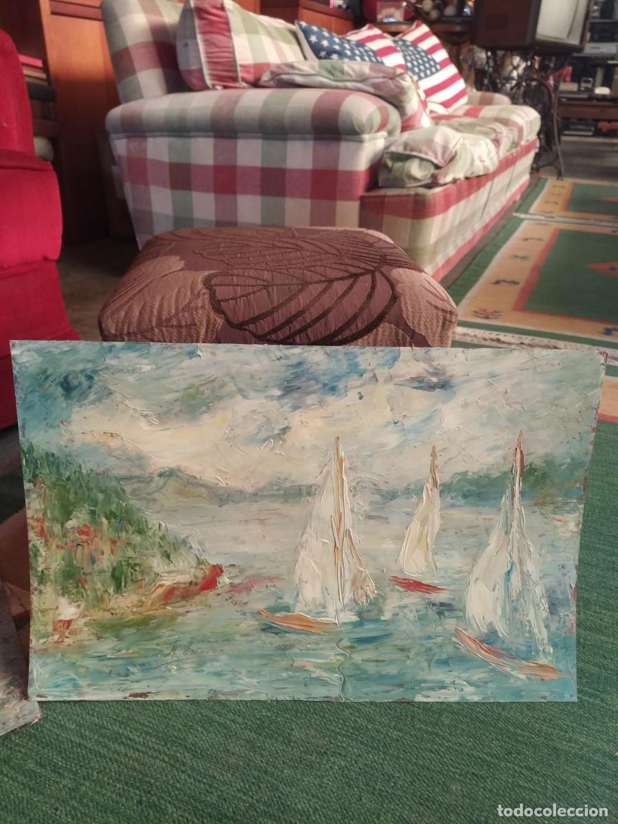 Arte: Mar&iacute;a Est&eacute;vez Alonso - Vigo..oleo a esp&aacute;tula - cartulina..50 x 33 cm. firmado..arte gallego in&eacute;dito.
