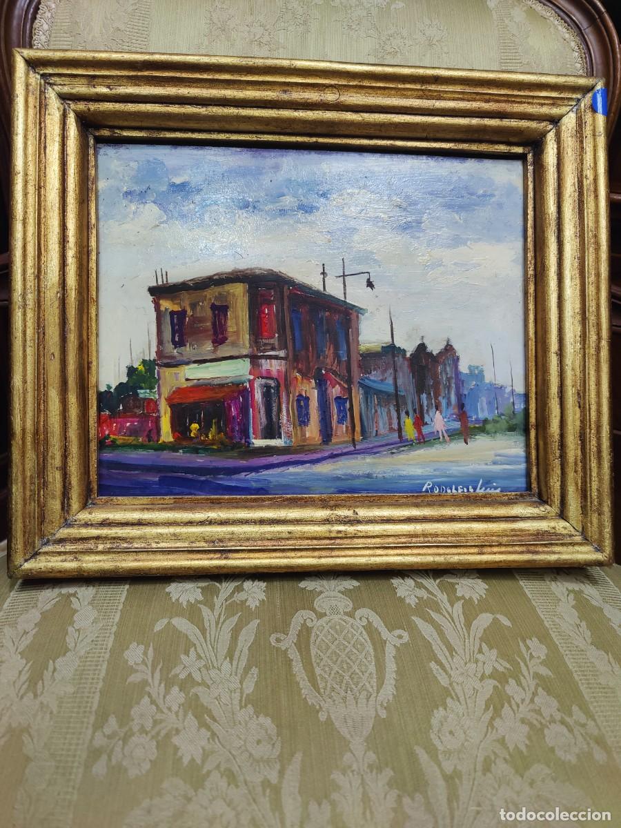 Arte: Paisaje con casas firmado por Rodolfo Luis Angel