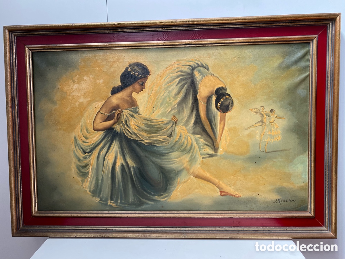 Arte: CUADRO OLEO SOBRE LIEZO BAILARINAS DE BALLET