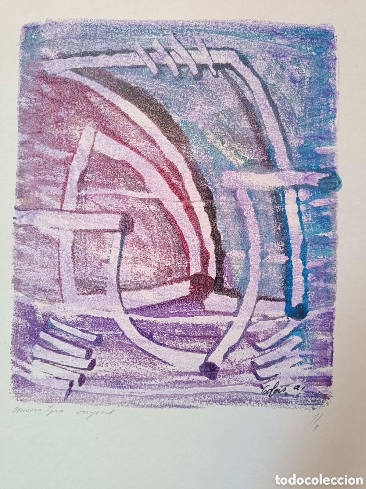 Arte: Acr&iacute;lico abstracto azul violeta de Golovi - Foto 1