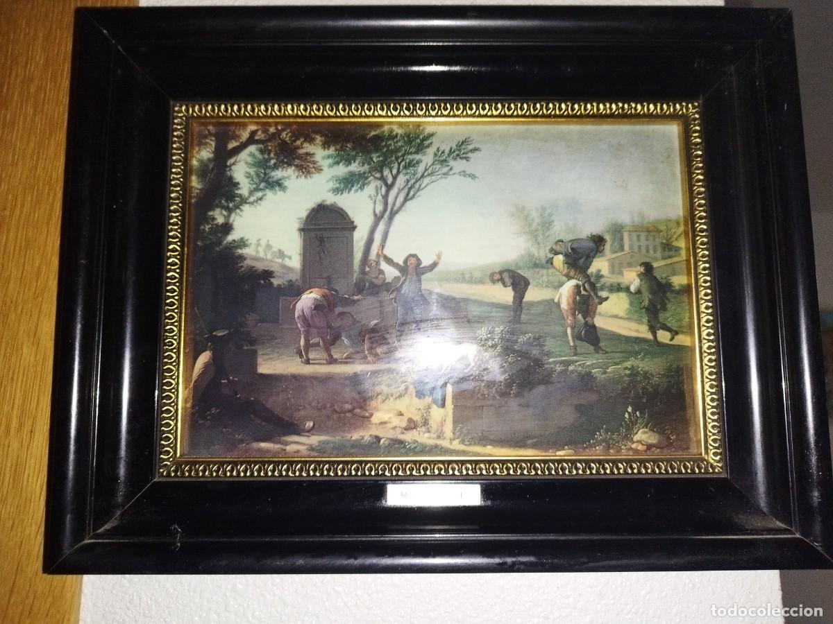 Art: Pintura esmalte al fuego en marco de pared enmarcado Los eneanos