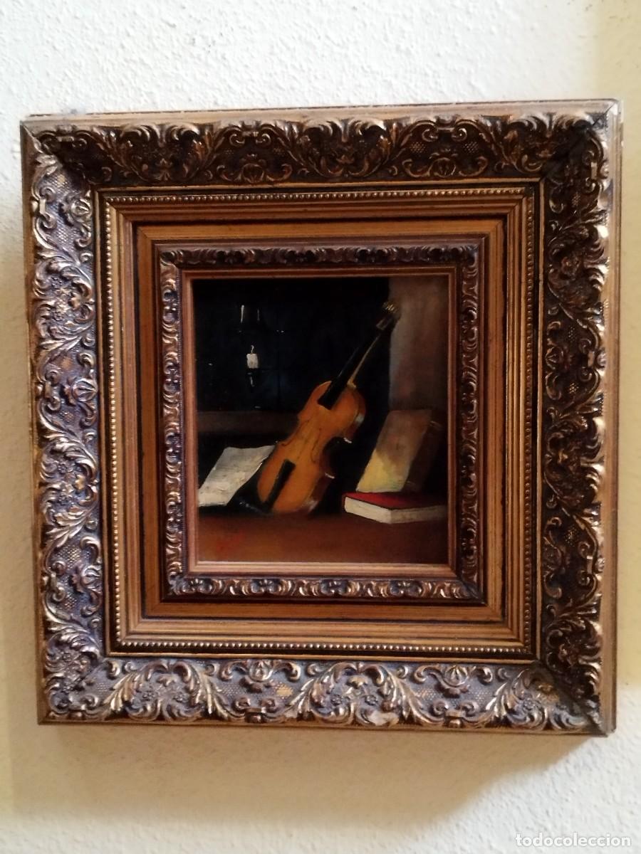 Arte: Oleo Bodeg&oacute;n de violin con partituras - Foto 1