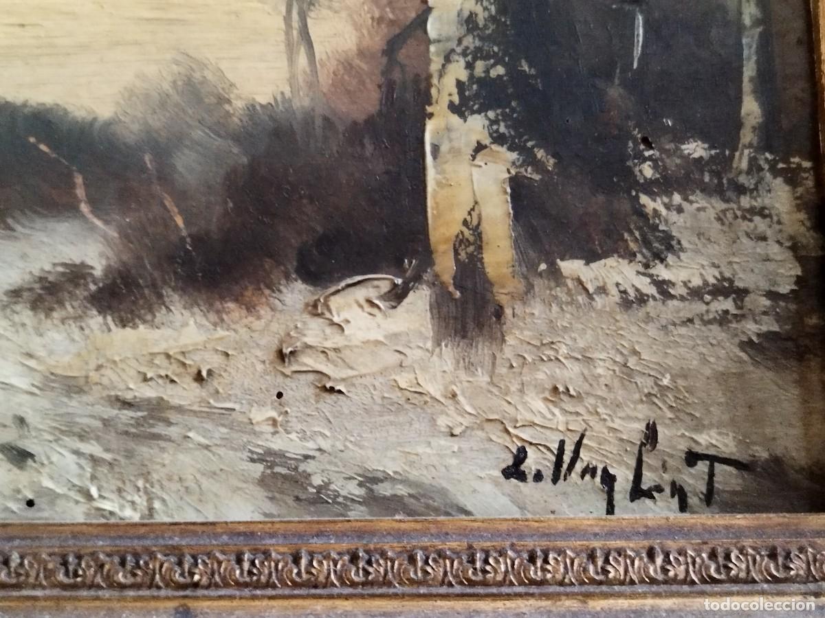 Art: Oleo Louis Van Lint paisaje de nieve con figura