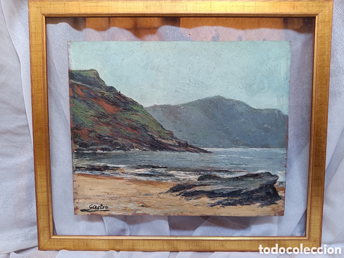 Arte: Cuadro oleo marina playa asturiana de Pepe Castro