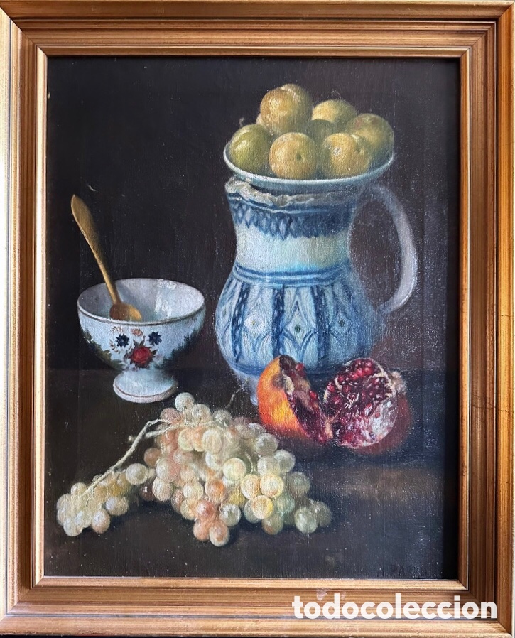 Arte: &Oacute;leo sobre lienzo. Bodeg&oacute;n. Adelardo Parrilla. - Foto 2