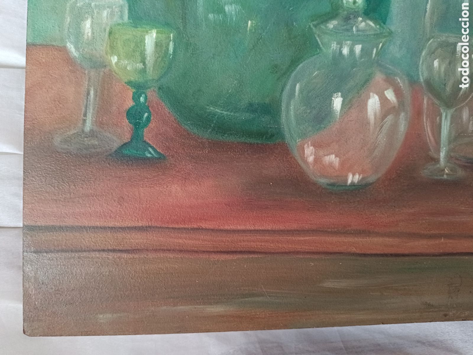 Arte: Oleo bodeg&oacute;n botellas uvas Damajuana - Foto 2