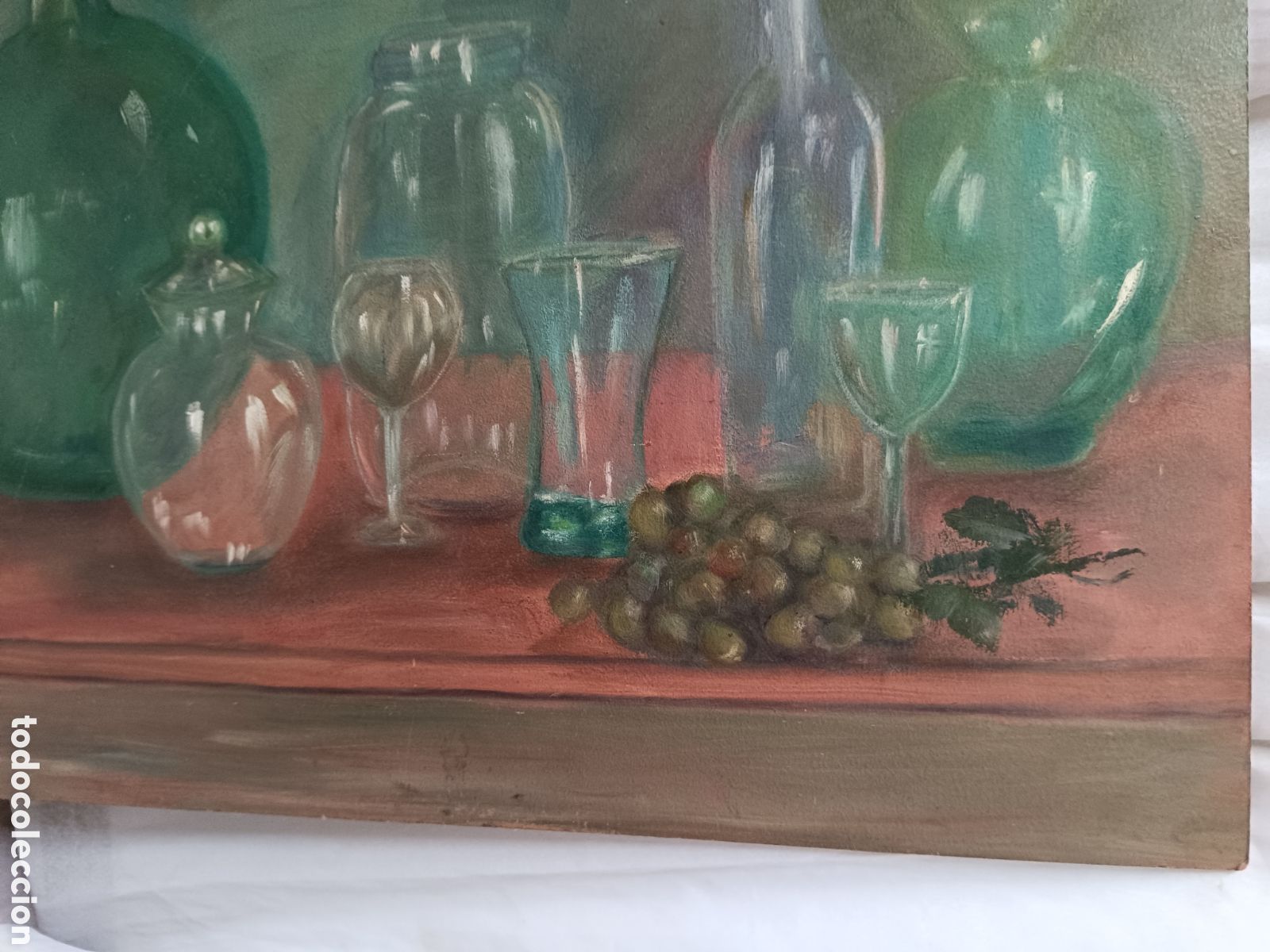 Arte: Oleo bodeg&oacute;n botellas uvas Damajuana - Foto 6