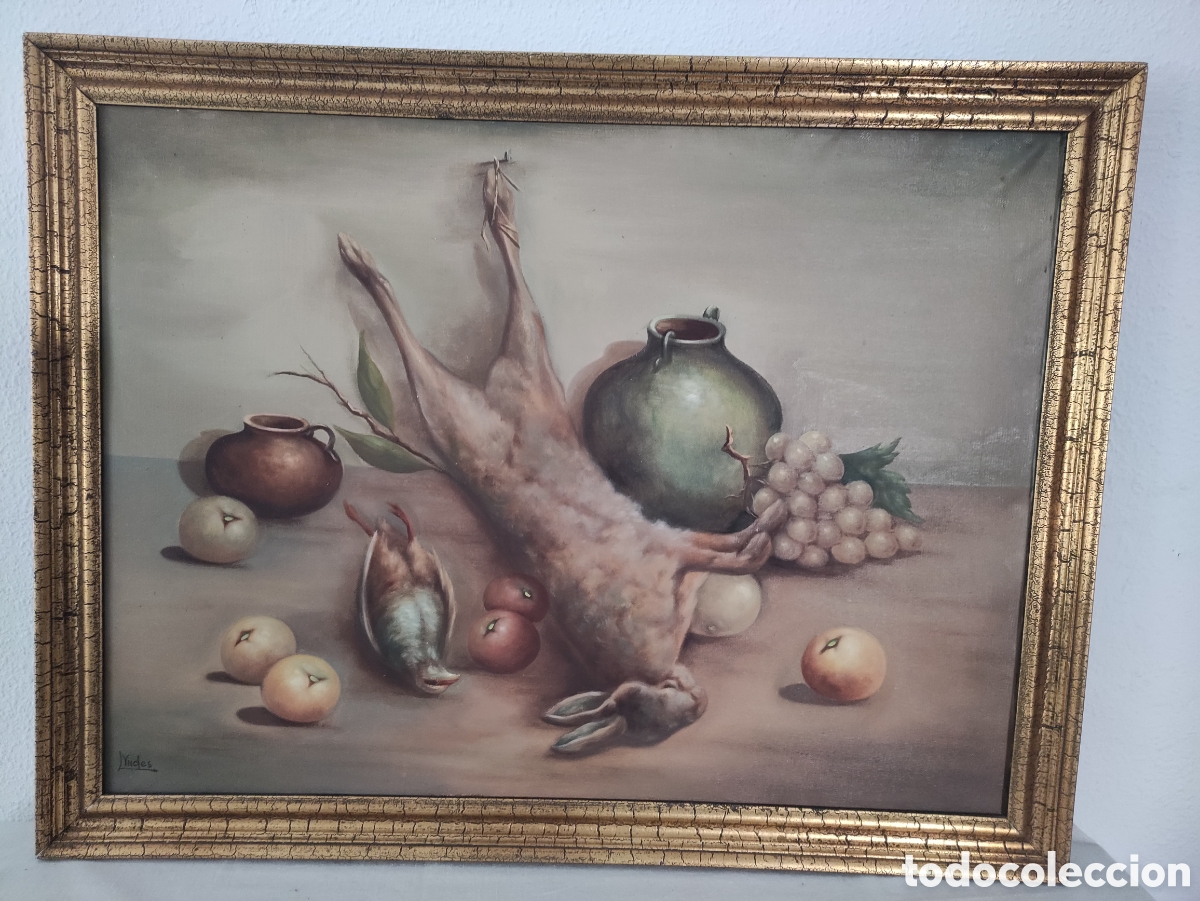 Kunst: Firmado Yudes - &ldquo;Bodeg&oacute;n de caza&rdquo; - 90x69cm - &oacute;leo sobre lienzo
