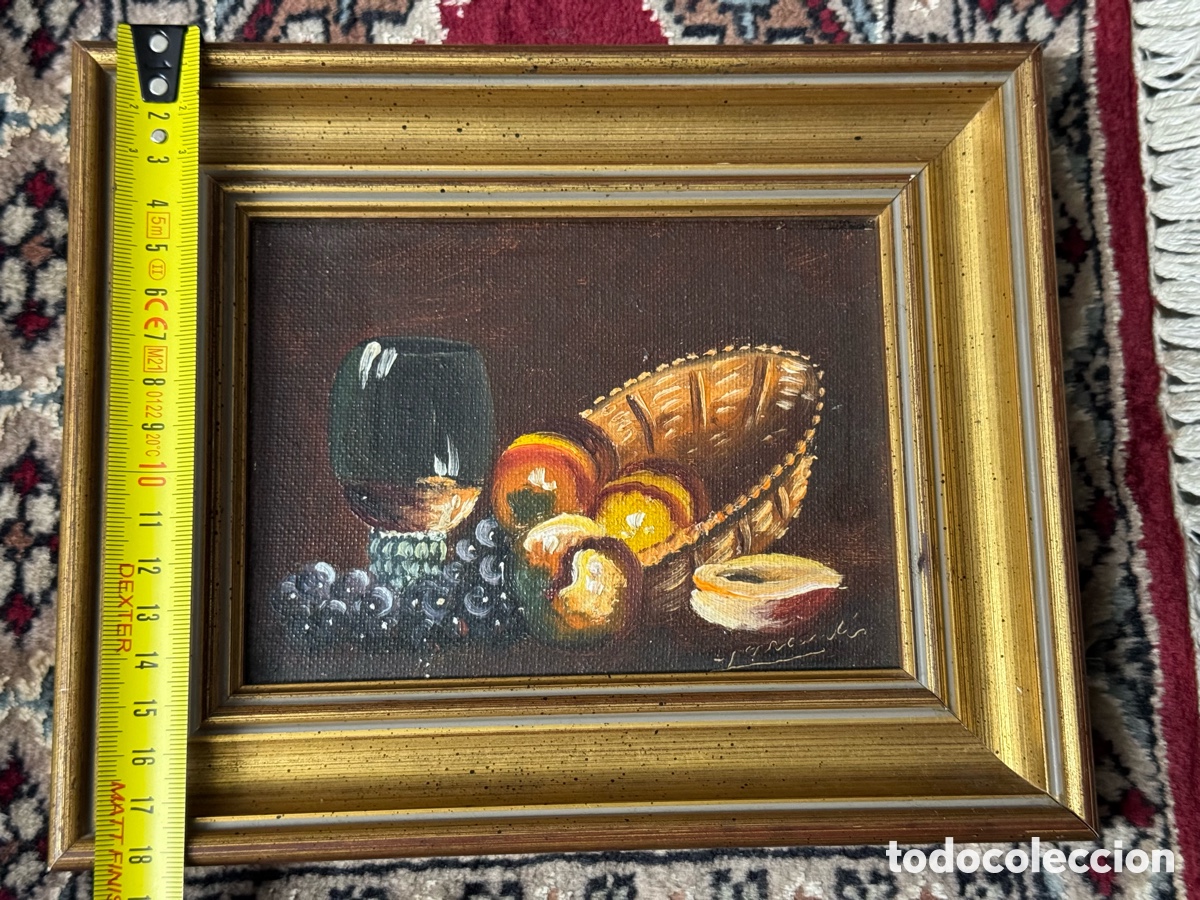 Arte: &Oacute;leo sobre tabla bodeg&oacute;n firmado - Foto 2