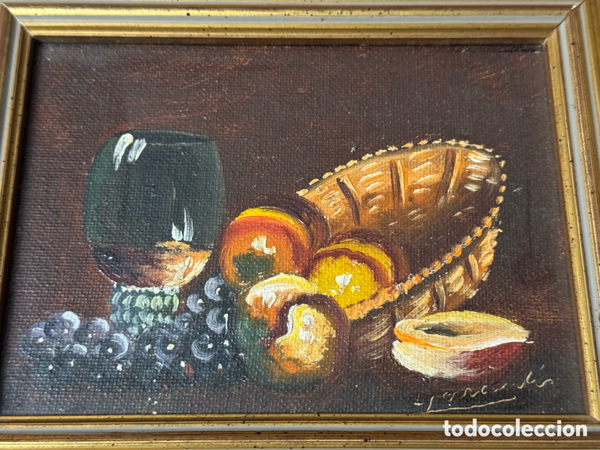 Arte: &Oacute;leo sobre tabla bodeg&oacute;n firmado - Foto 3