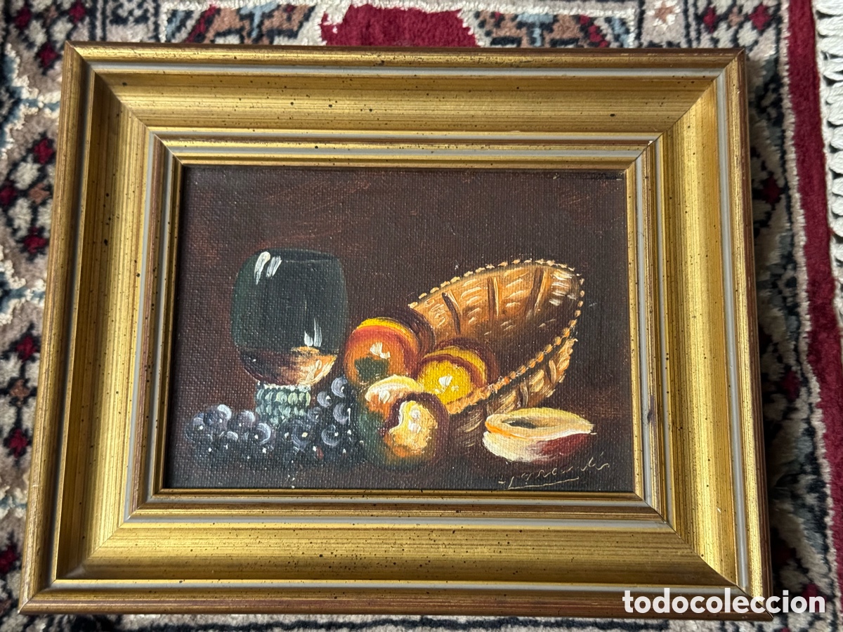 Arte: &Oacute;leo sobre tabla bodeg&oacute;n firmado - Foto 1