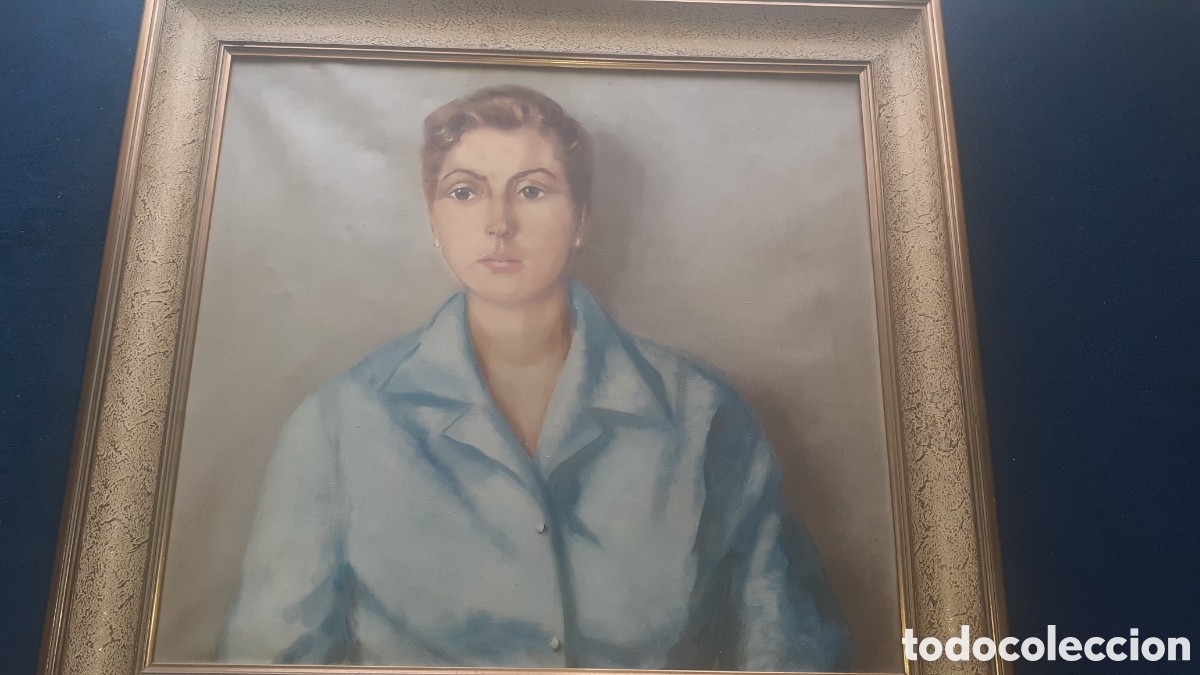 Arte: oleo sobre lienzo de retrato de mujer. - Foto 1