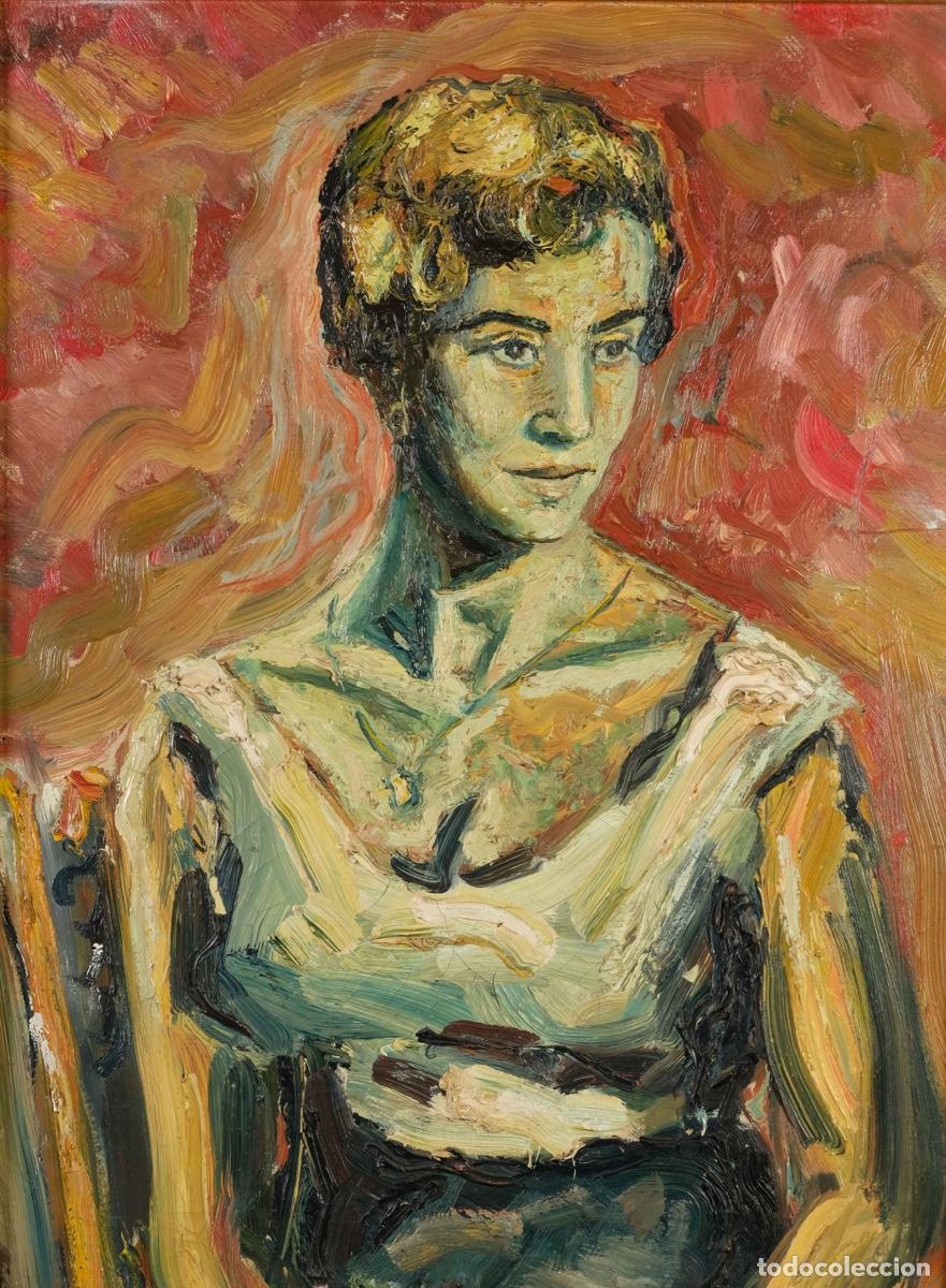 Arte: &Oacute;leo sobre lienzo Retrato mujer - Foto 1