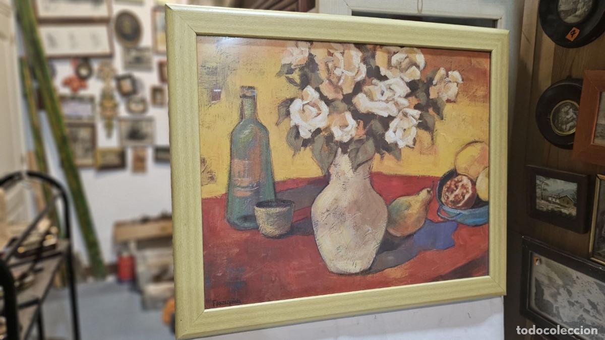 Arte: bodegon en pintura en marco de madera - Foto 1