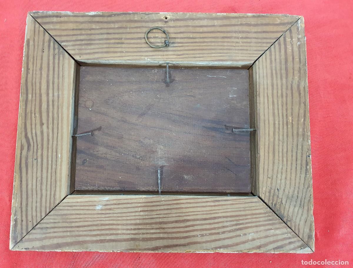 Arte: -Antiguo oleo sobre tabla, pelea - Foto 3