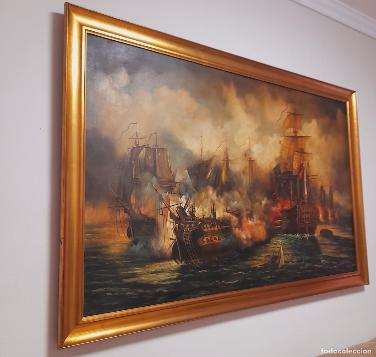 Arte: BATALLA NAVAL OLEO SIGLO PASADO - Foto 1
