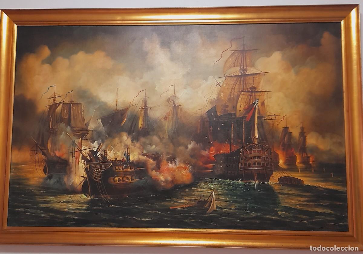 Arte: BATALLA NAVAL OLEO SIGLO PASADO - Foto 4