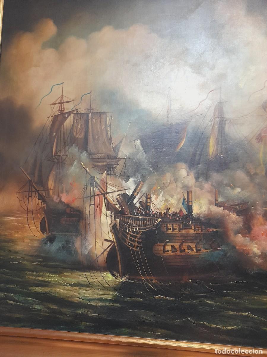Arte: BATALLA NAVAL OLEO SIGLO PASADO - Foto 6