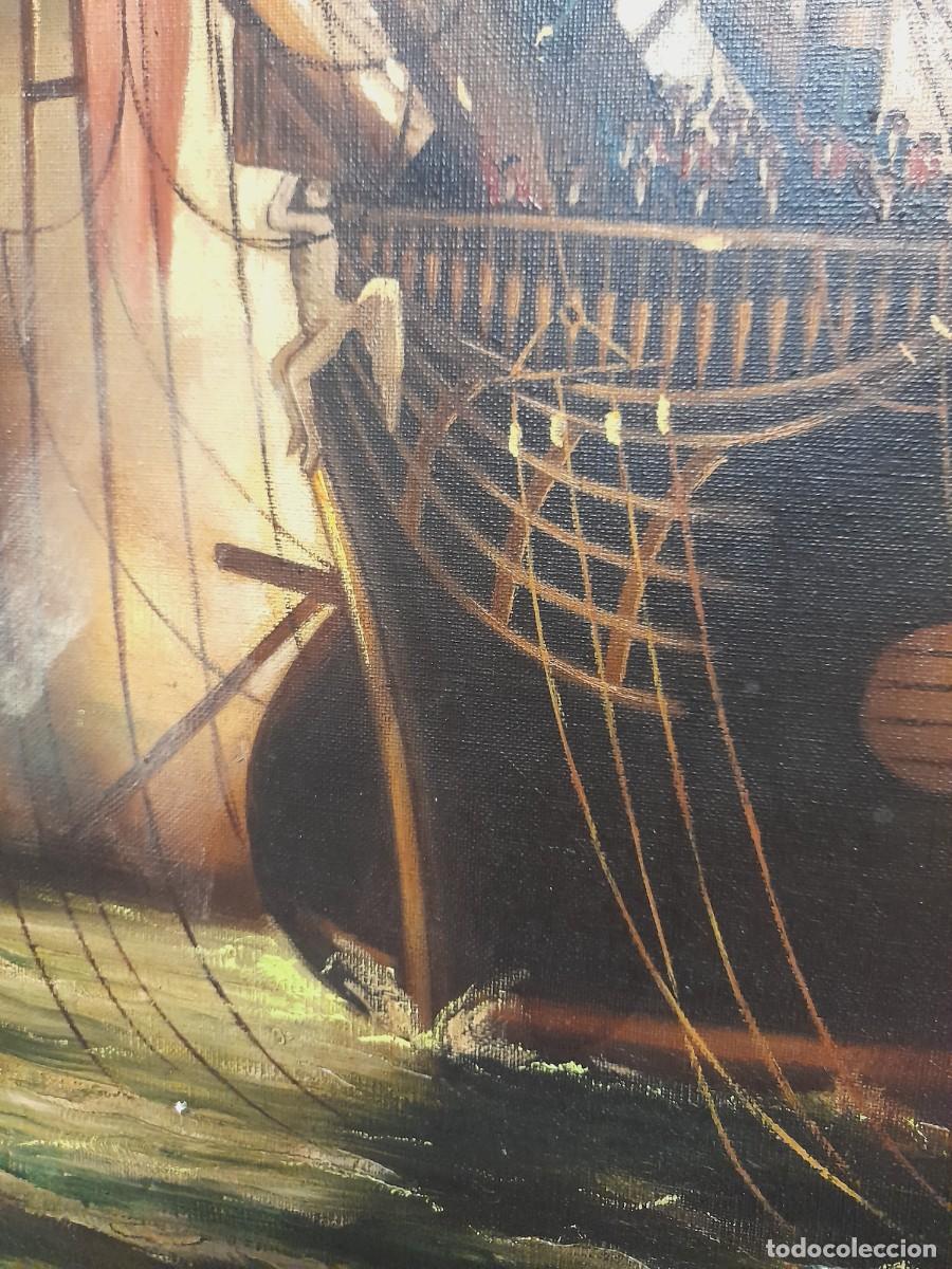 Arte: BATALLA NAVAL OLEO SIGLO PASADO - Foto 7