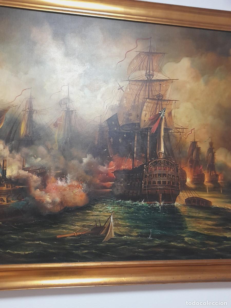 Arte: BATALLA NAVAL OLEO SIGLO PASADO - Foto 8