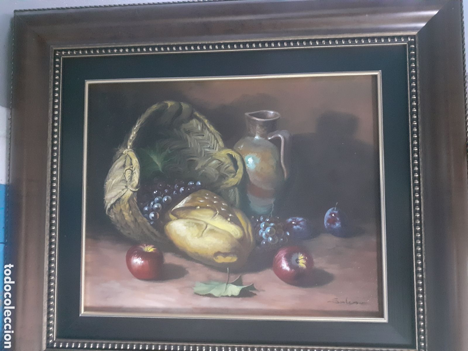 Arte: OLEO SOBRE LIENZO BODEGON HIPERREALISTA. FIRMADO SALES. 41 X 33 CM. PERFECTO ESTADO
