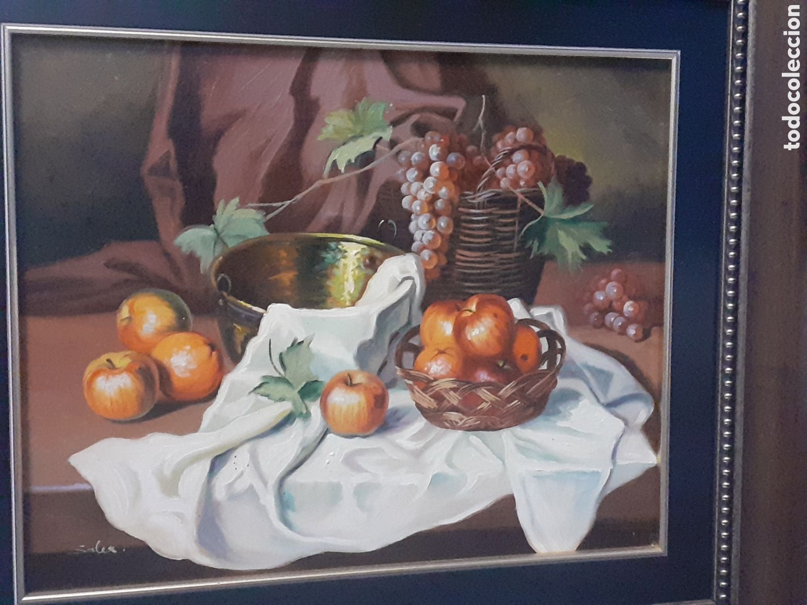 Arte: OLEO SOBRE LIENZO BODEGON HIPERREALISTA. FIRMADO SALES. 41 X 33 CM. PERFECTO ESTADO