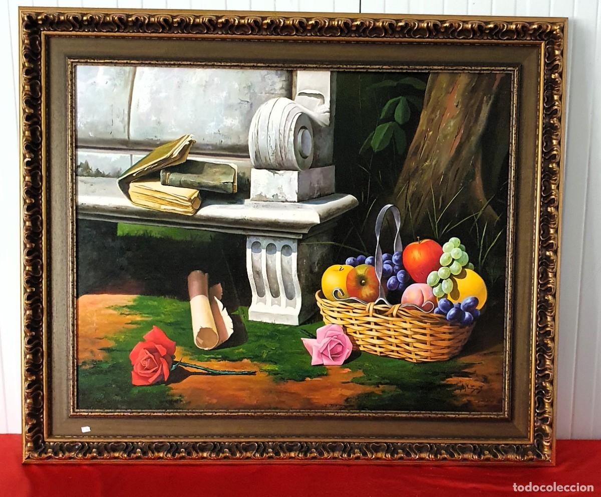 Arte: -Oleo sobre lienzo bodeg&oacute;n firmado Antonio Montoya Jim&eacute;nez