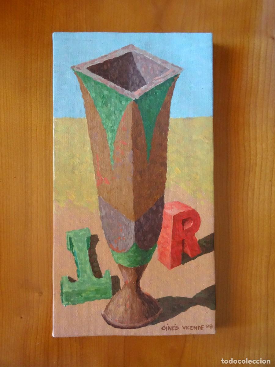 Arte: Pintura surrealismo paisaje bodeg&oacute;n copa letras Gin&eacute;s Vicente