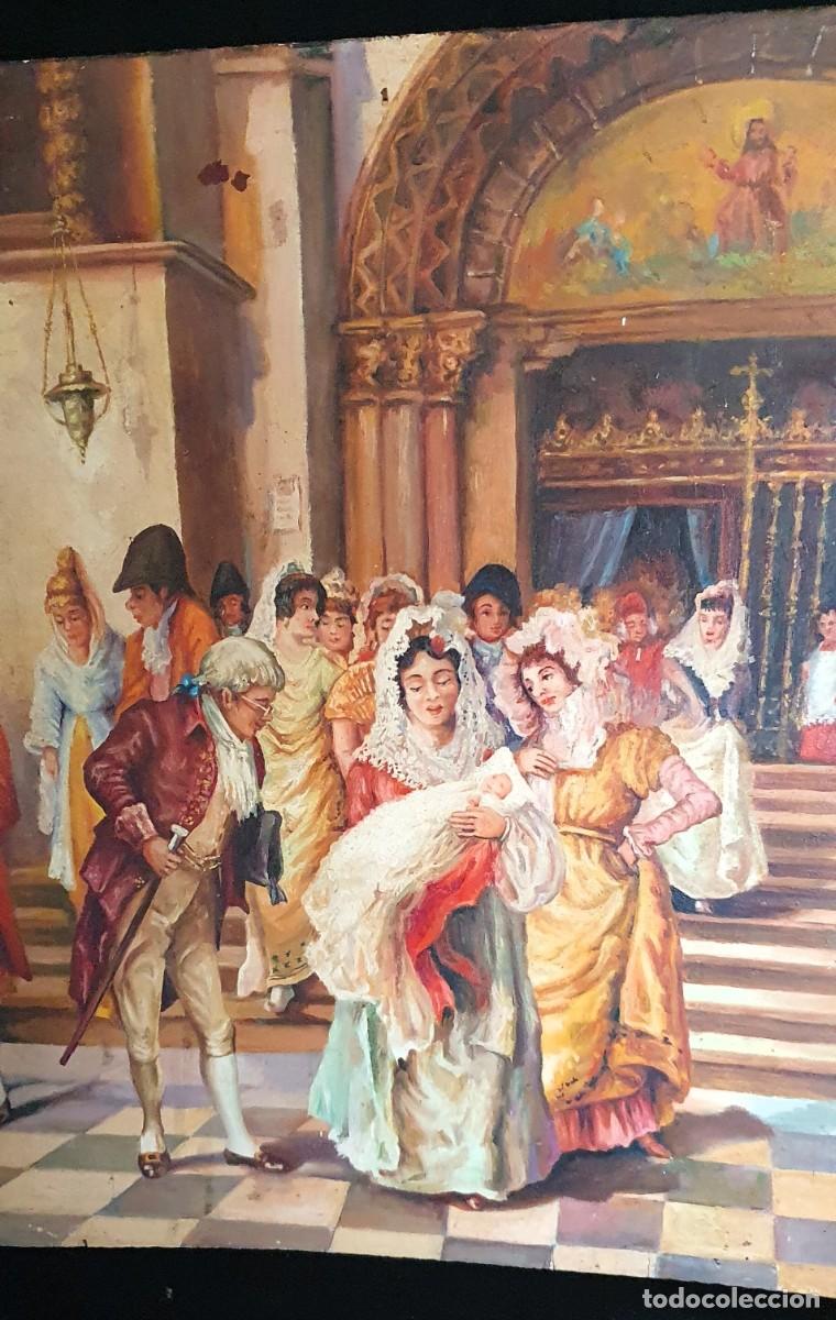 Arte: -Antiguo oleo sobre tabla - Foto 2
