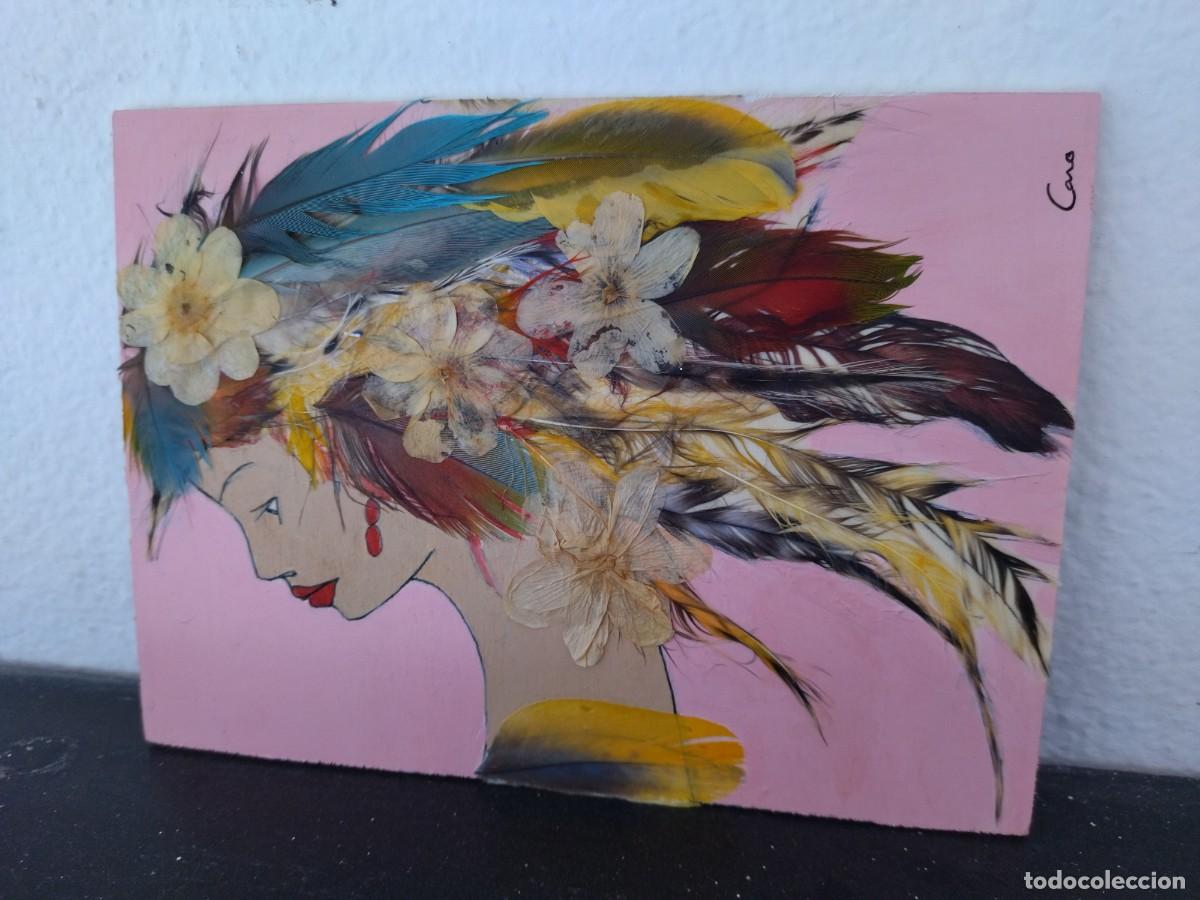 Arte: cuadro sobre tabla de madera con colage - Foto 1