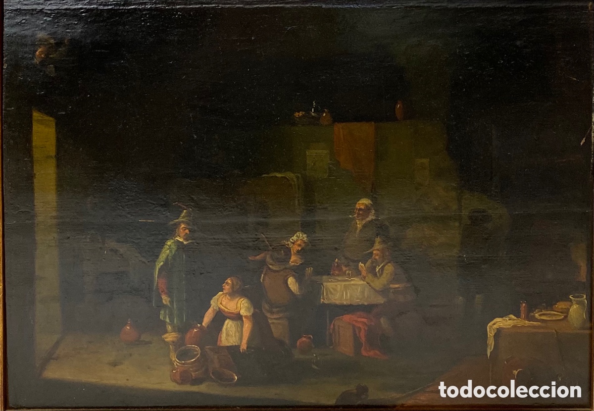 Arte: OLEO SOBRE TABLA (SIGLO XIX). ESCENA DE TABERNA - ESCUELA CENTROEUROPEA - 34 X 47,5 CM