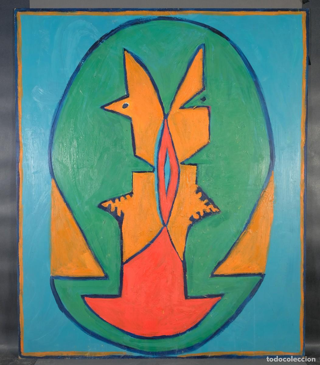 Arte: &Oacute;leo sobre tablex, Composici&oacute;n sin firmar - Foto 2