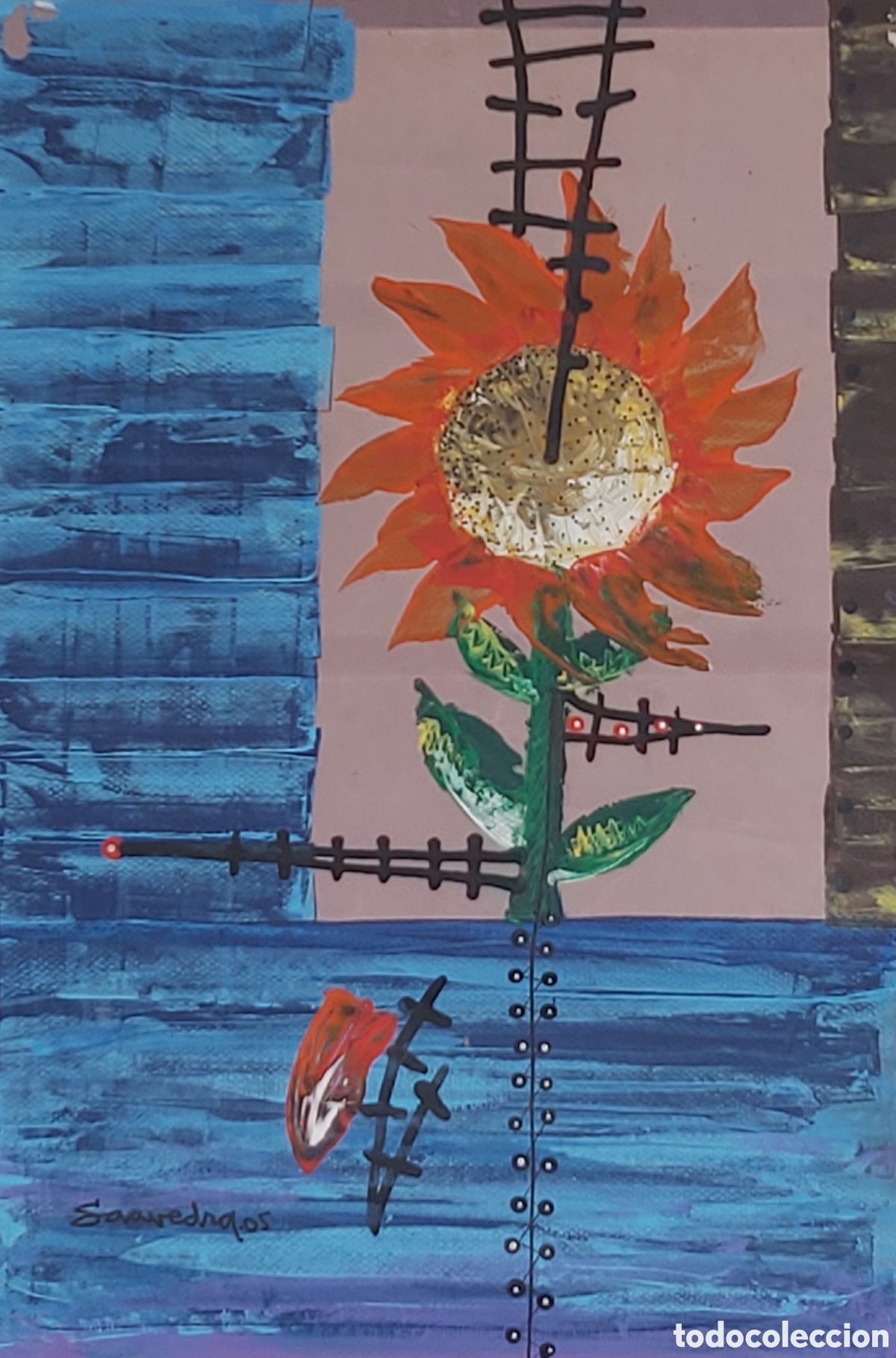 Arte: Obra de Saavedra, Cuba. T&eacute;cnica mixta sobre cartulina.