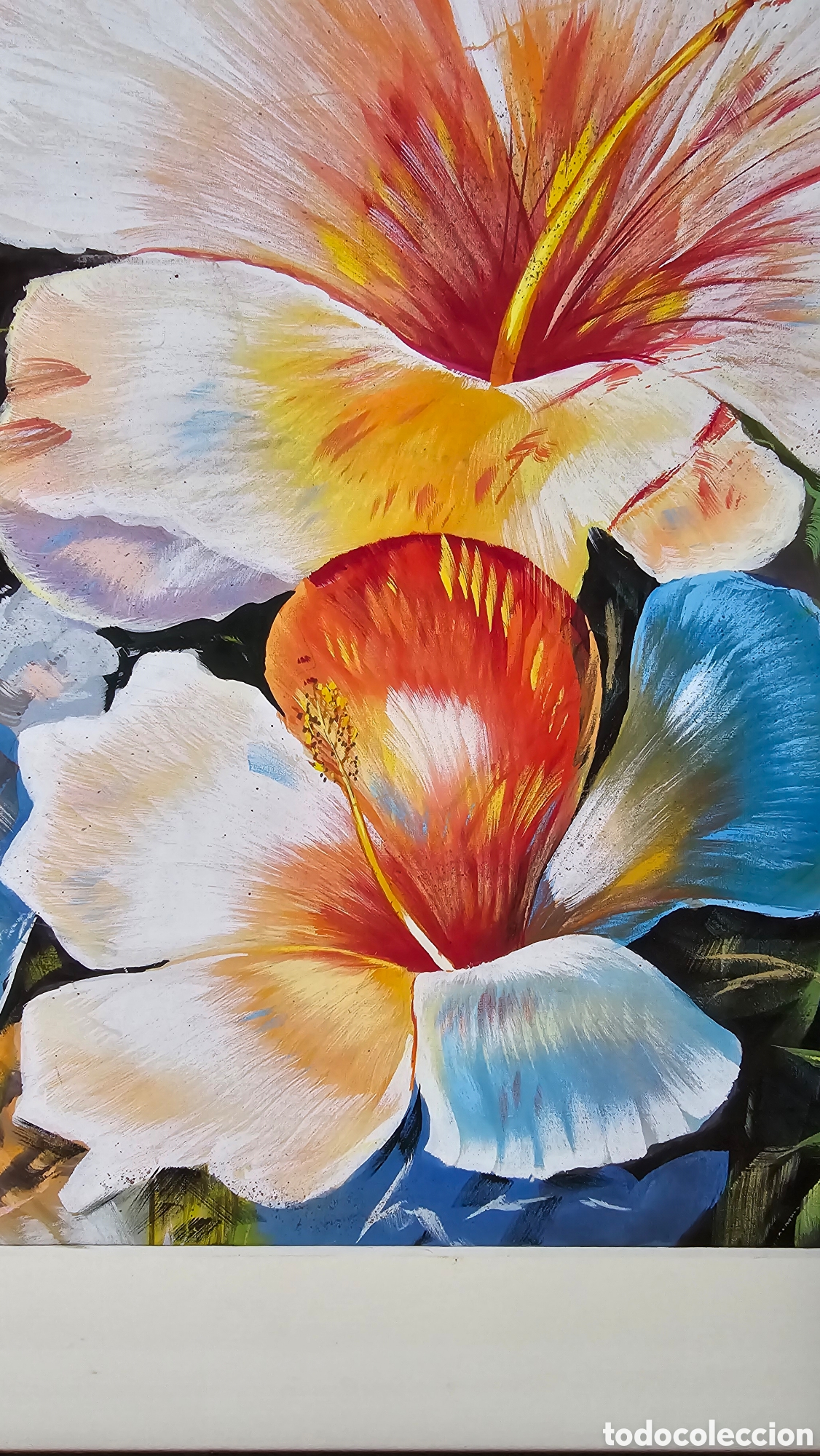 Arte: Bodeg&oacute;n de Flores sobre seda Firmado - Foto 5