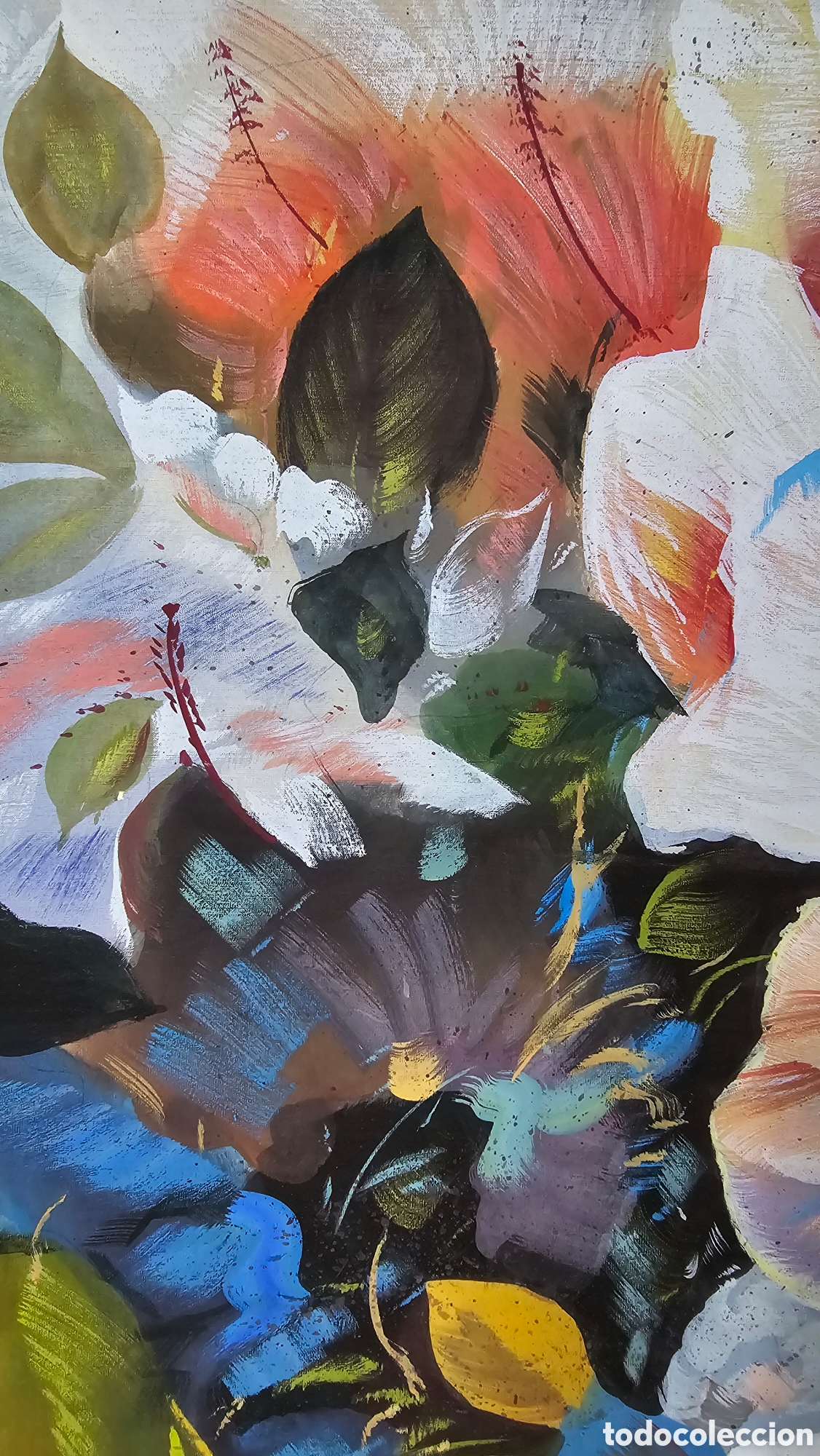 Arte: Bodeg&oacute;n de Flores sobre seda Firmado - Foto 6