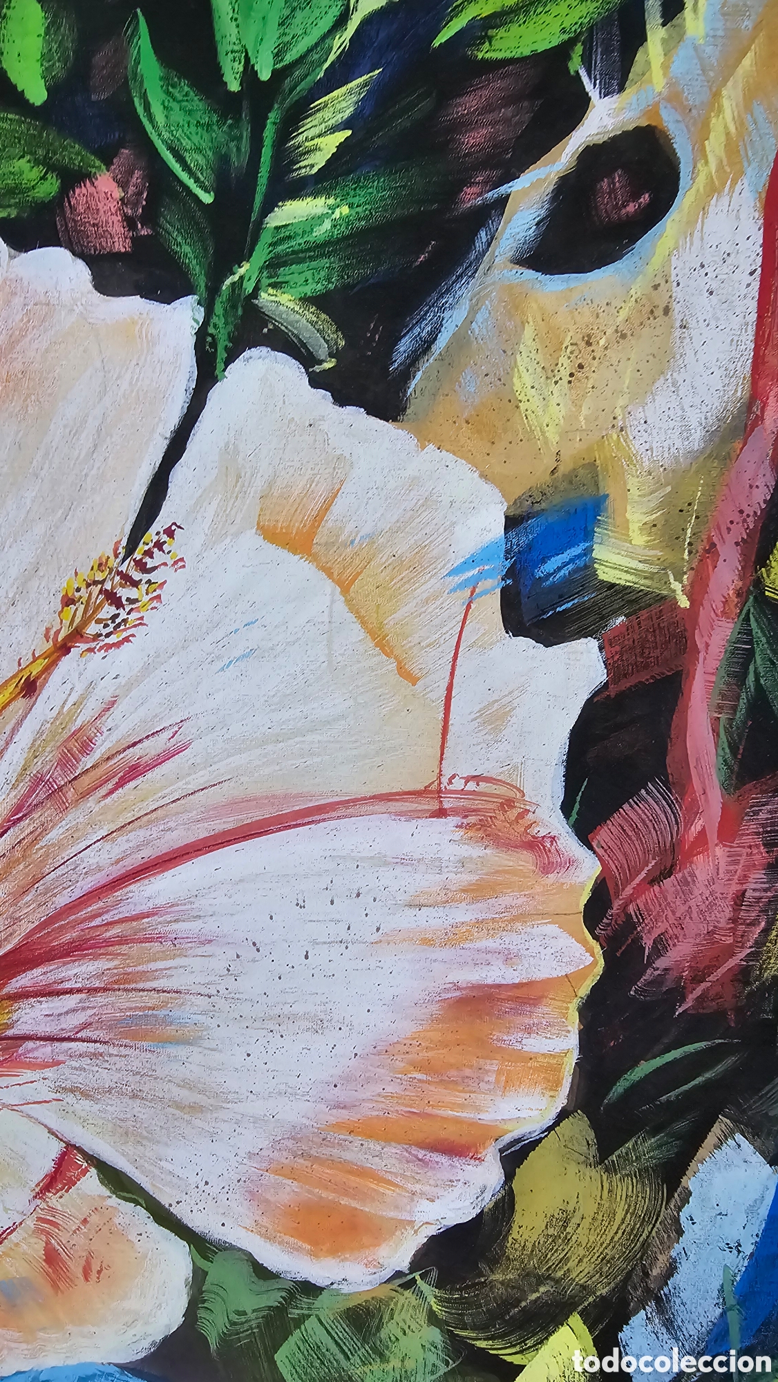 Arte: Bodeg&oacute;n de Flores sobre seda Firmado - Foto 8