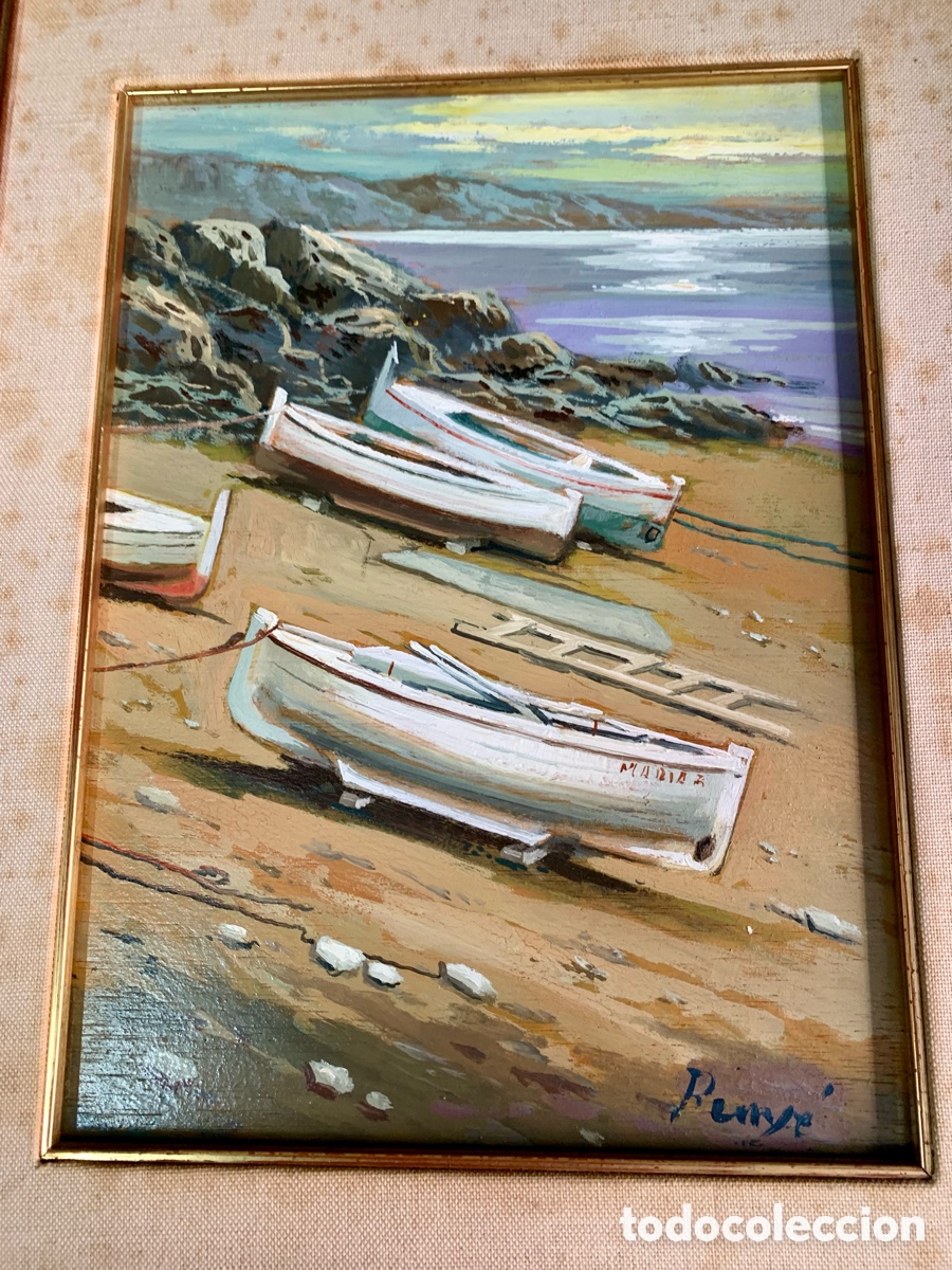 Arte: Firma desconocida , marina, 23x32 obra y 42x50,5 con marco