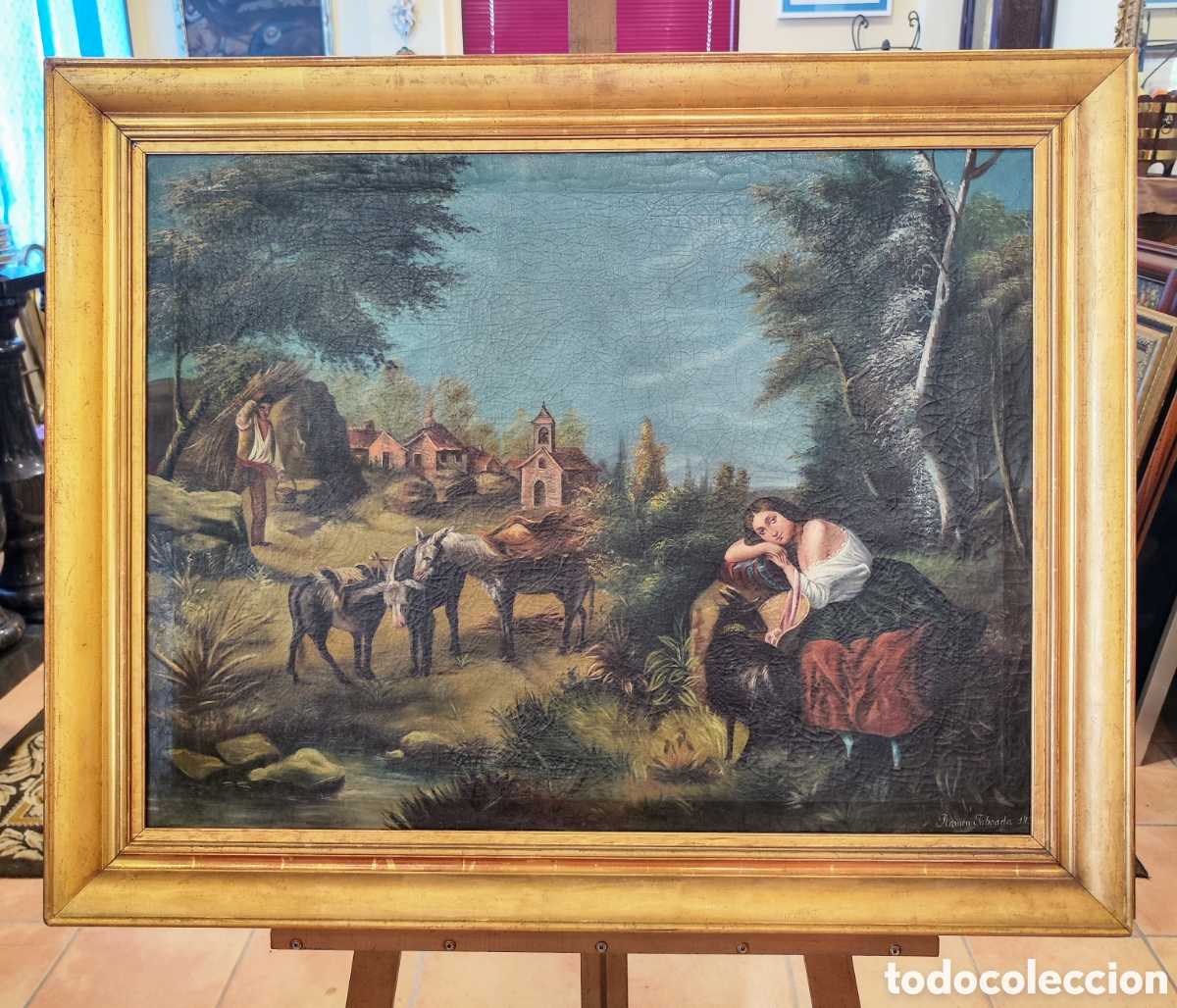 Arte: Ram&oacute;n Taboada. &Oacute;leo sobre lienzo siglo XIX. - Foto 1